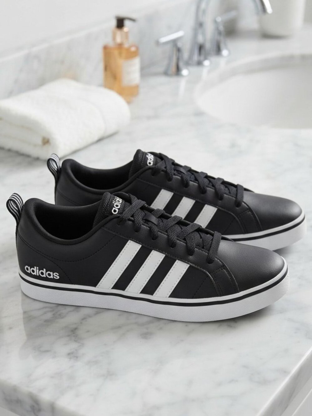 adidas VS Pace Men's Black White Sneakers Size 8 Red Sole
